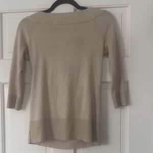 White House Black Market Off-the-Shoulder subtle metallic Sweater